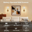 Kimjo Battery Operated Wall Sconce Set of 2, 5200mAh Rechargeable Wireless Wall Sconces Lights with Dimmable Timer Remote, Cordless Gold Wall Light for Bedroom Living Room Hallway Decor