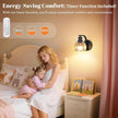 VerRon Rechargeable Battery Operated Wall Sconce with Amber Glass Lampshade, Wireless Wall Scone Decor with Remote Control, 15 Colors Black Wall Light for Bedside Hallway Bedroom Doorway