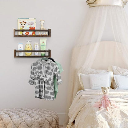 4 Pcs Nursery Book Shelves, 16.5 Inch Floating Bookshelves for Wall, Versatile Wall-Mounted Nursery Bookshelf, Solid Wood Floating Shelves for Books, Toys and Decor Storage