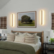 Modern Plug in Wall Sconces, 23.6 inch Faux Wood Texture Finish LED Long Wall Lights, 12W Warm White 3000K Acrylic Indoor Wall lamp,with 59