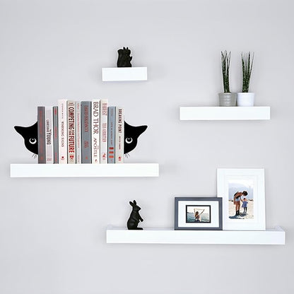 Bookends Metal Cat Book Ends, 1 Pairs Cute Bookends for Shelves Decorative for Home Office Desk Bookshelf Decor (Black, Half-face)