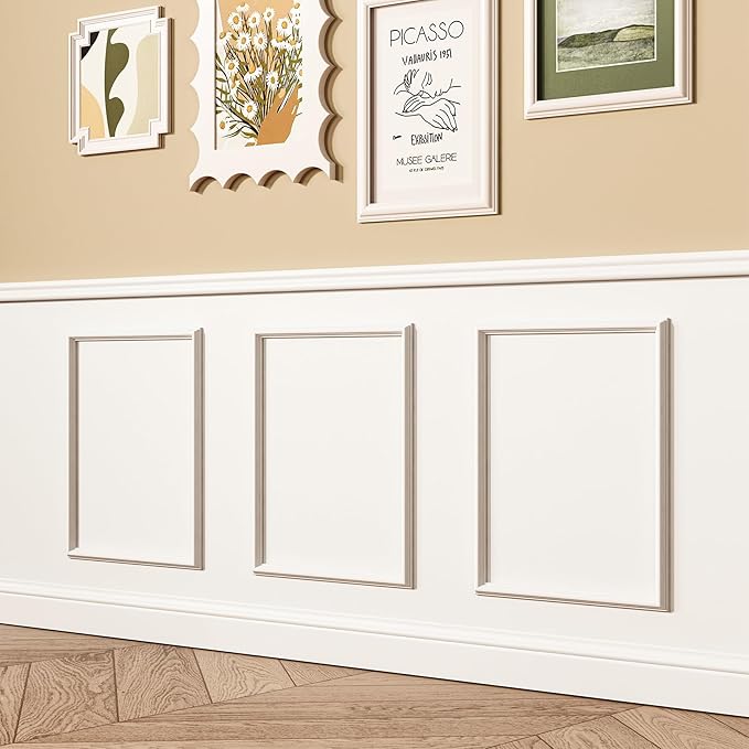 Peel and Stick Wainscoting Panels Kit, 3 Sets 16''x20'' Premade Wall Molding Peel and Stick Panels for Interior Wall Trim, Easy DIY Wainscoting Panels Peel and Stick Decor