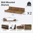 Small Floating Shelves for Wall Decor, Wall Mounted Wood Shelf for Bedroom, Living Room, Bathroom, Kitchen, Nursery, Display Ledge Shelf with Lip Set of 2-8 Inches, Brown