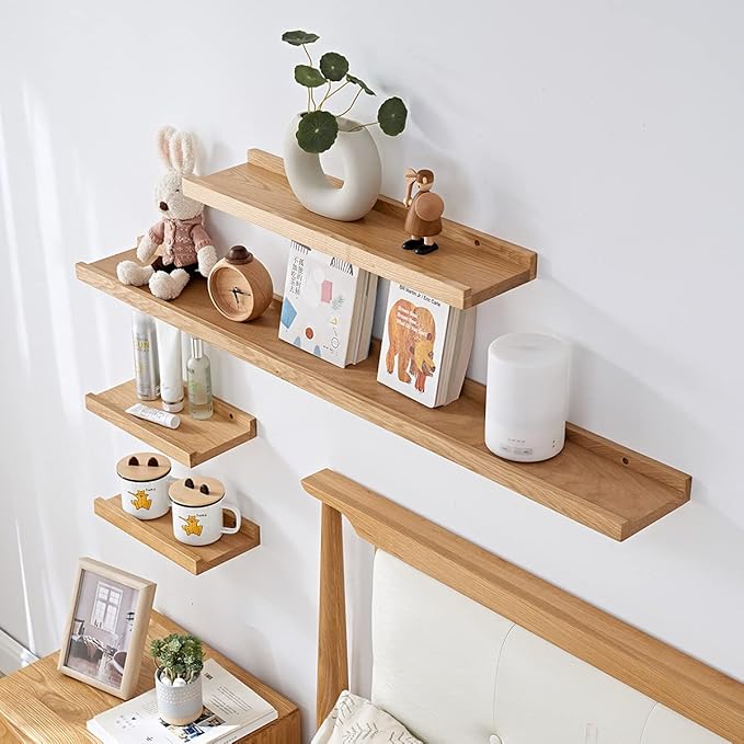 Floating Shelf for Wall Natural Oak Wood Wall Shelves 12 Inch (Upgrade Width 6