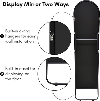 Americanflat 15x59 Arched Mirror with Stand- Large Hanging Mirrors with Durable Frame - Modern Mirror for Bathroom, Bedroom, Living Room - Mirrors for Wall Display and Home Decor - Black