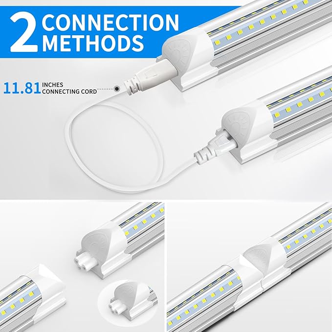 CNSUNWAY LED Shop Light 2FT, 20W 3000LM, 3000K Warm White, T8 LED Tube Lights, Ceiling and Utility Shop Lights, Linkable Light Fixture for Room, Garage, Workbench, ETL Listed (Pack of 2)
