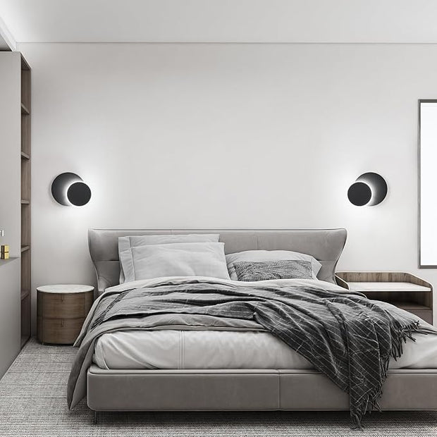 Modern LED Black Wall Sconces Set of Two Acrylic Wall Lights Lighting Fixture 6000K White Light 8W Dimmable Wall Lamp Round Sconces Wall Lighting for Living Room Bedroom Bedside Hallway