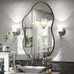 24x36 Inch Black Irregular Matte Bathroom Mirror, Black Asymmetrical Mirror for Wall Decor, Aluminum Alloy Frame, Shatterproof, Anti-Rust(Horizontally/Vertically)