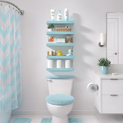 Sorbus Floating Shelves for Wall – 16 Inch Floating Shelf for Kitchen, Bedroom, Living Room, Bathroom, Home & Wall Decor - Mounted Bathroom Shelves with Invisible Brackets (Breezy Blue, 5 Pack)