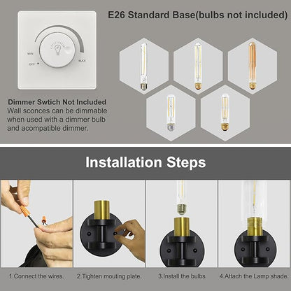 Wall Sconces Set of Two, Bathroom Sconces with Clear Glass, Hardwired Sconces Wall Decor Set of 2, Modern Wall Lights for Living Room Mirror Bedroom Hallway Kitchen (Gold and Black)