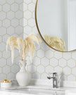Peel and Stick Wallpaper Gold Geometric White Hexagon Wallpaper Contact Paper 17.3”×78.7”Self Adhesive Wallpapers Removable for Bedroom Decorative Shelf Drawer Liner Roll Waterproof