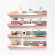 YMVV 15.7 in Large Rose Golden Reflective Acrylic Mounted Floating Shelf, Perfume Organizer Shelf, Modern Bathroom Storage Toy Display Organizer Decor 4 Pack