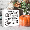 Rustic Halloween Box Sign Decor Tabletop, Halloween Party Decorations for Haunted House, Farmhouse Decor, Kitchen Decoration for Shelf, Not Every Witch Lives in Salem Sign Wooden Plaque 5 * 5inch