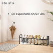 STO STO Expandable Shoe Organizer, 1-Tier Metal Shoe Rack for Closet, Up to 8 Pairs Adjustable Storage for Front Door Entrance, Free Standing Organizer for Entryway, Black