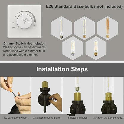 Wall Sconces Set of Two, Modern Bathroom Sconces with Clear Glass, Hardwired Sconces Wall Decor Set of 2, Wall Lights for Living Room Mirror Bedroom Hallway Kitchen (Gold and Black)