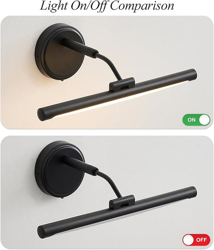 Hardwired Picture Lights For Wall, Led Art Light For Painting,Modern Metal Picture Frame Light ,Dimmable Poster Gallery Painting Bookshelf Portrait Lights For Pictures On Wall 6W 3CCT (Black, 16in)