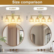 Vintage Bathroom Light Fixtures,4-Light Hardwired Vanity Lights with Amber Tulip Glass Shade,Gold Bathroom Vanity Light for Mirror Restroom,E26 Socket,25.2 in(Bulbs Not Included)