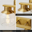 PAZALA 2 Light Vanity Lights, Brushed Brass Bathroom Wall Sconce Light with Globe Glass Shade, Bathroom Light Fixture Over Mirror for Bedroom, Living Room, Hallway (E26 Base)