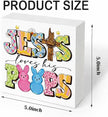 Christian Easter Decor Jesus Loves His Peeps Wooden Sign, Religious Cross Bunny Easter Decorations for Home, Farmhouse Front Door Wall Hanging Decor, Easters Gift for Women Men