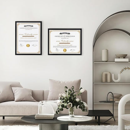 Hoikwo 18 Packs 8.5x11 Black Multi Plastic Picture Frames Set with Plastic Cover, Certificate Frames for Document Diploma Award, Light Weight Bulk 8.5 by 11 Frames Pack for Wall Hanging and Table