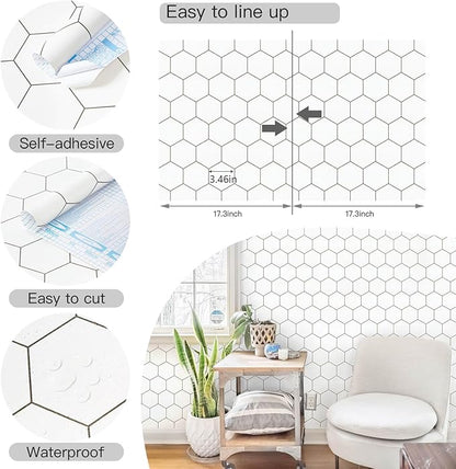 Kitchen Peel and Stick Wallpaper White Wallpaper Modern Contact Paper for Cabinet Bathroom Backsplash Renter Friendly Self-Adhesive Waterproof Removable Vinyl Papel Tapiz para Cocina 17.3"×236"