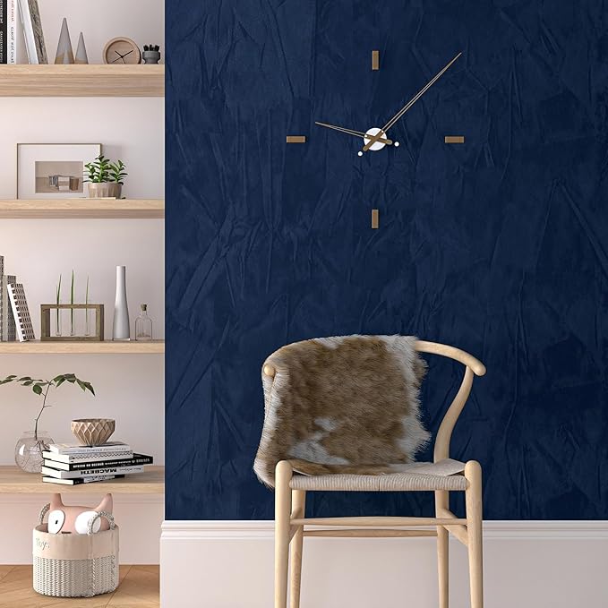 17.7" x 317" Blue Velvet Fabric Wallpaper Peel and Stick Velvet Wallpaper Wrinkled Textured Felt Drawer Liners Felt Blue Flock Contact Paper Self Adhesive Flocking Liner for Table DIY Crafts