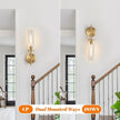 Wall Sconces Set of Two, Brushed Gold Bathroom Sconces with Clear Glass, Hardwired Sconces Wall Decor Set of 2, Modern Wall Light Fixtures for Bathroom Mirror Living Room Bedroom Hallway