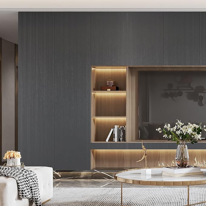 wishFIRE Black Grey Textured Peel and Stick Wallpaper 15.7