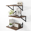 Heimlove Deep Floating Shelves for Wall, 12 Inch Deep Floating Shelves Set of 3, 16W x 12D Wood Wall Shelves, Wide Wood Shelves with Metal Bracket for Living Room, Kitchen, Office, Bedroom - Walnut