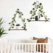 2 Pack Artificial Ivy Wall Hanging Shelves Boho Floating Shelves Wall Decor, Adjustable Rustic Wood Shelf with LED Light Storage Rack Macrame Plant Shleves Holder for Bedroom