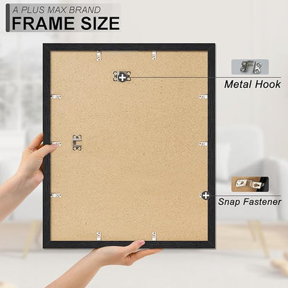 A PLUS MAX 16x20 Picture Frame, Black Engineered Wood Frame for 16 x 20 Inch Picture Poster Photo, Light Weight 16 by 20 Frame with Wood-grain for Wall - 1 Pack/Black/16 x20