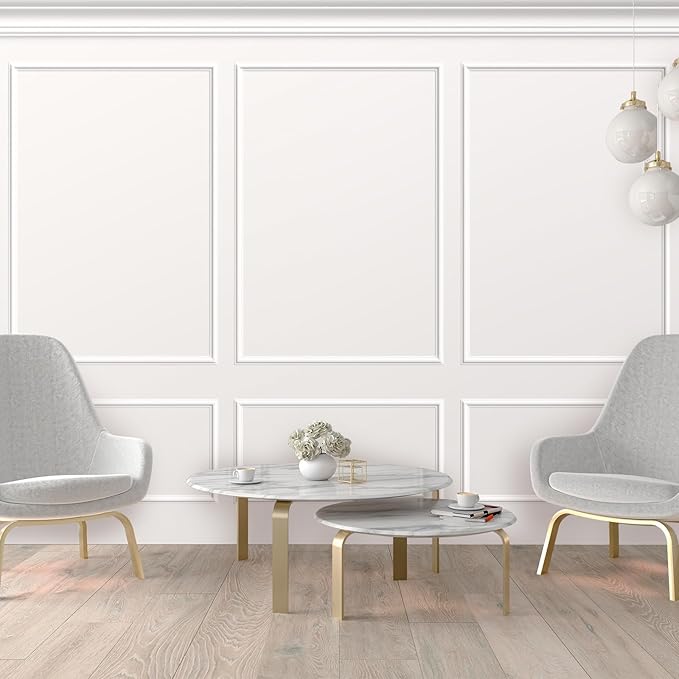 Pangda Peel and Stick Wall Molding Kit, 3D Premade Accent Molding Wainscoting Panel for Interior Wall Moulding Decor, Ready to Assemble Wainscoting Accent Panel (3 Set,39 x 63 in+39 x 28 in)
