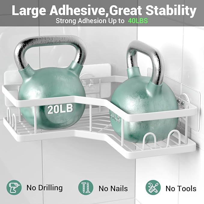 Corner Shower Caddy Bathroom Organizer Adhesive Shower Rack Bathtub Shelves - 3Pack No Drilling Shower Shelf For Inside Shower - Rustproof Bath Tub Organizer Caddy