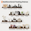 RICHFOCUS Picture Ledge Shelf, 55 inch Floating Shelves Set of 2, Wood Wall Shelves with Lip, Wall Decor Storage for Bedroom Living Room Bathroom Kitchen Nursery Photo Picture, Walnut