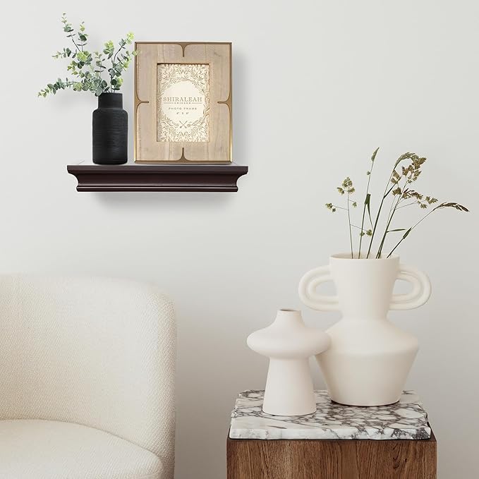 AHDECOR Floating Shelves Wall Mounted, Deeper Wall Storage Shelf for Home Décor, Super Sturdy, Easy to Install, 12” Wide, 7.75” Deep, Espresso Brown