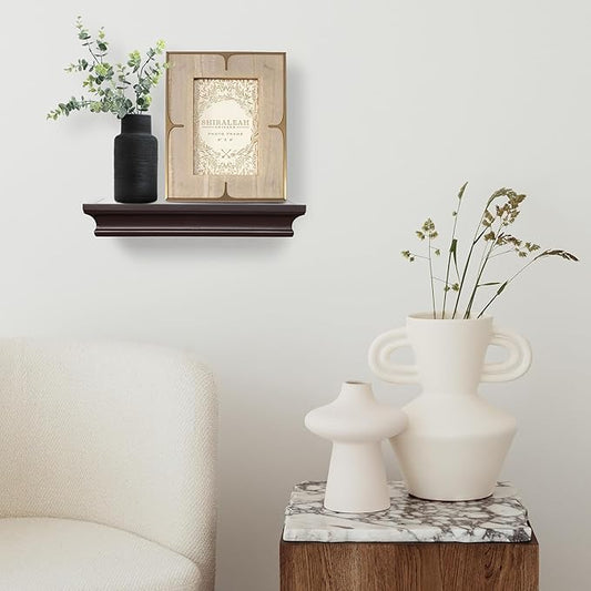 AHDECOR Floating Shelves Wall Mounted, Deeper Wall Storage Shelf for Home Décor, Super Sturdy, Easy to Install, 12” Wide, 7.75” Deep, Espresso Brown