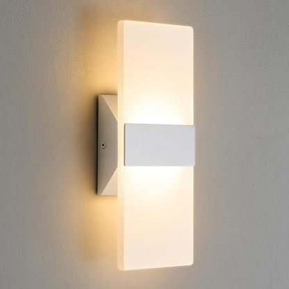 Modern LED Wall Sconce, 5CCT Dimmable Brushed Nickel Wall Lights, 12W 800LM 2700K-5000K Adjustable, Hardwired Indoor Up and Down Acrylic Wall Light Lighting for Living Room Bedroom Hallway, ETL