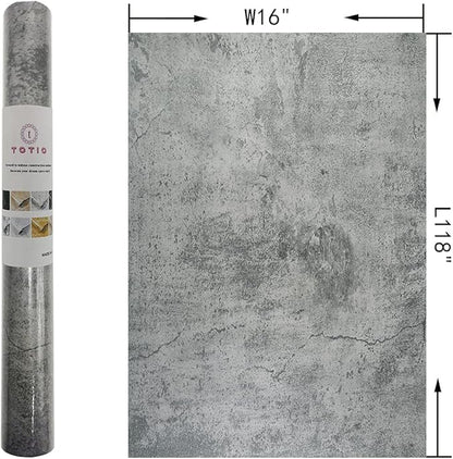Gray Concrete Contact Paper Matte Thick Textured Grey Cement Wallpaper Peel Stick Countertop Contact Paper Removable Waterproof Adhesive Industrial Style Wall Sticker Kitchen Table Vinyl Wrap 16"x118"