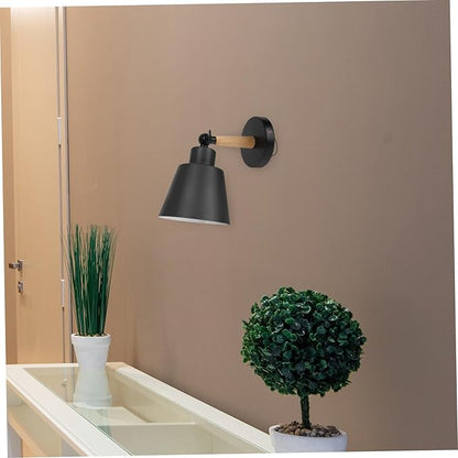 TEHAUX Nordic Modern Wall Light Black Wood Hanging Lamp Simple Chic Bedroom Wall Light for Corridor Durable Indoor Fixture with Contemporary Design