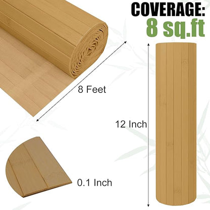 Bamboo Wall Panel for Interior Wall Decor, Renewable Pole Wrap Wainscoting Roll Bamboo Covering Paneling for Wall Ceiling Office Bedroom Living Room (12" H x 96" L, Carbonized)