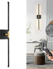 Battery Operated Wall Sconce Single, Black Gold Rechargeable Wall Sconce with Remote, Dimmable Sconce Wall Light, 24 Inch LED Wireless Wall Light for Background Wall, Bedroom,Living Room