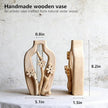 Artistic Wood Glass Vase,Wooden Base Cylindrical Flower Vase,Classic Boho Rustic Style for Fireplace Bedroom Kitchen Living Room Centerpieces Office Desk (Tall Vase)