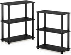 Furinno TURN-S-TUBE Storage Shelves Set of 2, 3-Tier Book Shelf, Corner Shelf, Toolless Open Shelves, Square Tubes, for Organization and Storage, Living Room, Garage, Home Office, Americano