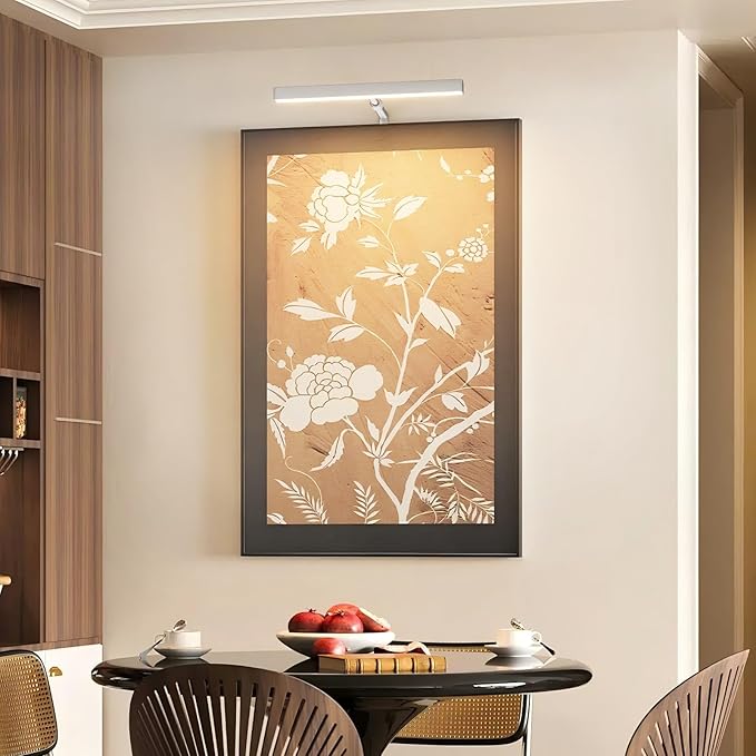 4W Plug in Picture Light for Paintings with Remote Control, 12" LED Art Display Lighting for Gallery, Dartboard, Artwork, Nickel Wall Mounted Picture Frame Light