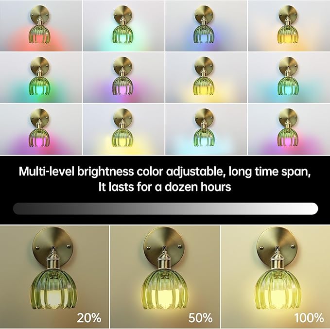 GEEZO Vintage Battery Operated Wall Sconce, with Rechargeable Battery Powered Wall Light with Remote Control for Bedside Bedroom