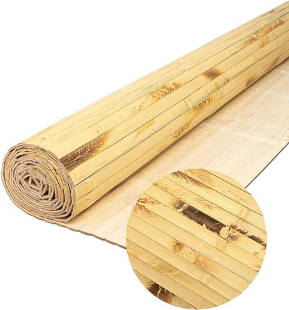 Natural Bamboo Wall Panel for Interior Wall Decor, Renewable Pole Wrap Wainscoting Paneling for Wall Ceiling Furniture Cabinet Office, 48 x 96 Inch, Light Burned