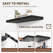 12 Inch Deep Floating Shelves, 24 Inch Long Floating Shelves for Wall, Floating Shelf with Invisible Brackets, Deep Shelves for Bathroom, Bedroom, Living Room, 2 Pack, Black