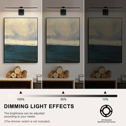 Black 23.6 Inch LED Dimmable Lights for Pictures On Wall Hard Wired Gallery Light Modern Artwork Wall Lamps, Warm White Picture Lights Art Display Light for Paintings Portrait