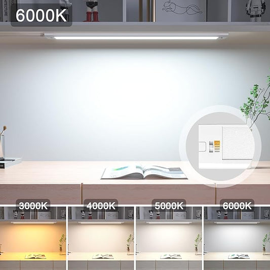 WOBANE 16.5 inch Under Cabinet Lighting,5 Color Settings,Under Counter Lights for Kitchen,Hand Wave Activated,Touchless for Cabinet,Shelf,Under Desk,Color Tunable 2700K to 6000K,Dimmable,White,1000LM
