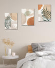 HesenDot Abstract Botanical Wall Art Set of 3, 40x60CM Neutral Plant Framed Canvas Prints, Beige Green Boho Aesthetic Wall Decor for Living Room Bedroom Bathroom Office Home